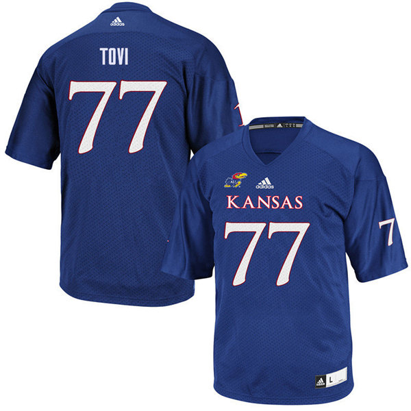 Men #77 Andru Tovi Kansas Jayhawks College Football Jerseys Sale-Royal - Click Image to Close
